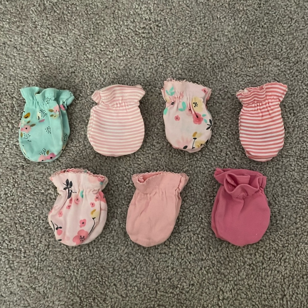 Infant hand mittens for baby girl 7 pairs